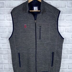johnnie-O Charcoal Gray Vest with Navy Trim
